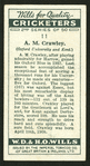 A. M. Crawley. (Oxford University and Kent.).