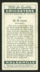 M. D. Lyon. (Somerset.).