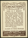 Hon. D.F. Brand.