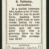 E. Tyldesley.