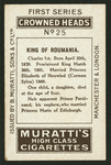 King of Roumania [Romania].