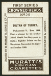 Sultan of Turkey.
