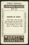 Khedive of Egypt.