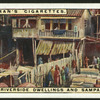 Riverside dwellings and sampans, China.