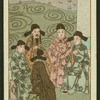 Five people sit and talk