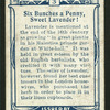 Six bunches a penny, sweet lavender!