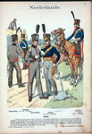 Niederlande. [L. to R.] Trainsoldat; Kanonier der reit. Artillerie; Train-Offizier; Offizier der reit. Artillerie; Kanonier 1 Klasse (reit. Artillerie.) (1815)