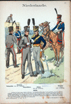 Niederlande. [L. to R.] Trainsoldat; Kanonier der reit. Artillerie; Train-Offizier; Offizier der reit. Artillerie; Kanonier 1 Klasse (reit. Artillerie.) (1815)