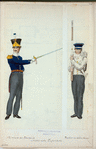 Nationale Infanterie. 1 Luitenant der Flankeurs;  Fusilier in kleine tenue. [1815]
