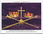 Crown, orb and sceptre of Richard III; crown (right) and sceptre of Anne (head right).