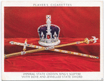 Imperial state crown, King's sceptre with dove and jewelled state sword.