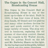 Organ in the concert hall, broadcasting house.