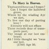 To Mary in Heaven.