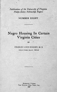 Negro housing in certain Virgina cities