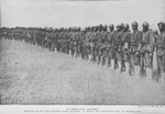 In line for review; Members of the 15th Infantry being reviewed; A sturdy and determined line of fighting men.
