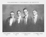 Wilberforce University Quartette; Agnus Redden, Basso; H.Q. Smith, Tenor; L.O. Byrd, Director, Baritone; L.H. Berry, Manager, Tenor.