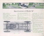 Moline 1909 Model "K" Touring car, $ 2500 ; Specifications of Model "K".