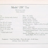 Model "ZR" Toy; With 42-inch wheels; Price, $ 4600.00; [Specifications].