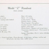 Model "Z" Runabout; Price, $ 4500.00; [Specifications].