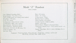 Model "Z" Runabout; Price, $ 4500.00; [Specifications].