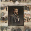 Grant Memorial [with these written descriptions], Graduated at West Point 1843, General Scott presenting diploma ; In the tower at Chapultepec 1847 ; Drilling his volunteers 1861 ; Fort Donelson 1862 ; The Battle of Shiloh 1862 ; The siege of Vicksburg 1863 ; The battle of Chattanooga 1863 ; Commander-in-chief 1864 ; The surrender of Gen. Lee 1865.
