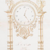 Empire style. Clock intended to be executed in bronze doré with oblong base. Decoration with fruit and birds at top with a circular dial