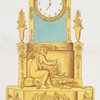 Empire style. Clock, ornamented with center medallion showing a peacock flanked by two swans