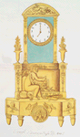 Empire style. Clock, ornamented with center medallion showing a peacock flanked by two swans