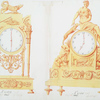 Empire style clocks. A. Seated on top of dial a draped female figure with a lamb. B. With ornamented motif of birds, ears of wheat and arabesques