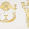 Empire style. Wall lamps. A. Winged figure supporting a circle with 3 candle holders. B. Wall candelabra composed of a circle ornamented with oak leaves