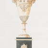 Empire style. Vase or urn. With metal base and metal mask in relief. Vase with decorated handles