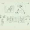 V arke nad oknom Sv. V.M.Georgii, tri bezymiannykh Sviatitelia, Angel, Sviatye, Tsaritsa Aleksandra pered Sv. V.M. Georgiem, tri bezymiannykh Sviatitelia, Mucheniki , Apostol