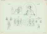 V arke nad oknom Sv. V.M.Georgii, tri bezymiannykh Sviatitelia, Angel, Sviatye, Tsaritsa Aleksandra pered Sv. V.M. Georgiem, tri bezymiannykh Sviatitelia, Mucheniki , Apostol