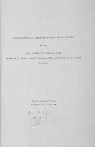 Afro-American church work and workers