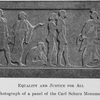 Equality and justice for all; [Photograph of a panel of the Carl Schurz Monument.]