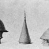 Evolution of the Negro Home; Sleeping - hut for boys, kitchen - hut and dwelling - hut, Niam-Niam [Schweinfurth].