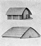 Evolution of the Negro home; Dwelling - hut [6 x 10 meters] and palace of the king [25 x 50 meters, 17 meters high], Monbuttos [Schweinfurth].