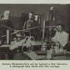 Marie Sklodowska-Curie and her husband in their laboratory. A photograph taken shortly before their marriage