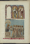 Stennaia zhivopis' v pravoslavnoi tserkvi v Baden-Badene, ispolnennaia v 1882-1883 g. Pravaia storona srednei chasti rospisi altarnoi absidy