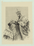 Ego Imperatorskoe Velichestvo Gosudar' Imperator Nikolai Aleksandrovich , vozlagaiushchii koronu na glavu Eia Imperatorskago Velichestva Gosudaryni Imperatritsy Aleksandry Feodorovny