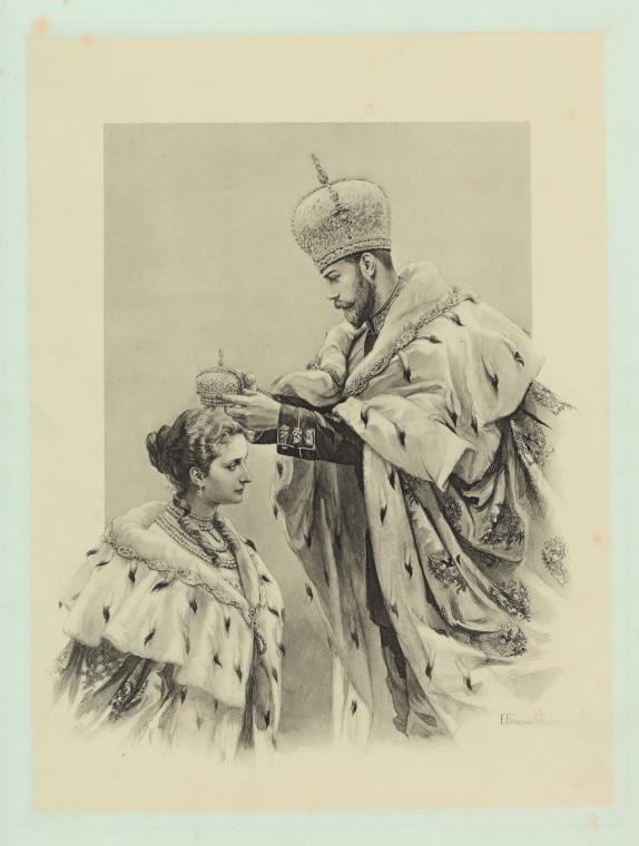 Emperor Nicholas Alexandrovich Laying the Crown on Empress Aleksandra Fedorovna