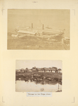 Ship heading to Astrakhan; Village on the Volga River.