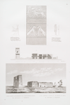 A. Seinten-Ansicht, B. Durchschnitt und C. Halb-vertiefte-Arbeit des Monuments zu Dekkeh. = A. Vue latérale, B. Coupe et C. Bas-relief en creux du monument à Dequet.