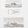 Grundriss und Ansichten eines Monuments zu Kesseh. = Plan et vues d'un monument à Kesseh.