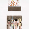 Abussambul. Bemalte Sculptur und Nische im Sanctuarium. = Aboussemboul. Sculpture peinte et niche du sanctuaire.