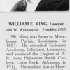 William E. King, Lawyer; 184 W. Washington, Franklin 2717.
