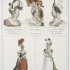 L'archi-duchesse Léopoldine, 1-e Impératrice du Brésil, femme de D. Pèdro; La reine Carlota, mère de D. Pèdro; La  princesse Amélie, 2-e Imperatrice du Brésil, femme de D. Pèdro [above]; Grand costume de cour [below].