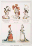 L'archi-duchesse Léopoldine, 1-e Impératrice du Brésil, femme de D. Pèdro; La reine Carlota, mère de D. Pèdro; La  princesse Amélie, 2-e Imperatrice du Brésil, femme de D. Pèdro [above]; Grand costume de cour [below].