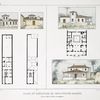 Plans et élévation de deux petites maisons: l'une de ville et l'autre de campagne.