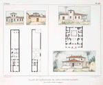 Plans et élévation de deux petites maisons: l'une de ville et l'autre de campagne.